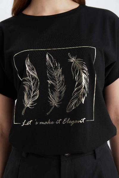 Resim Defacto Kadın Kısa Kol T-shirt E3027AX/BK81