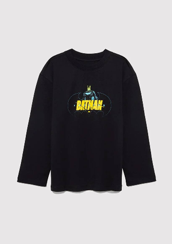 Resim Mavi Batman Baskılı Uzun Kol Erkek Çocuk T-Shirt M6610294-900