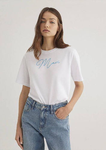 Resim Mavi Baskılı Kadın T-Shirt M1612419-620