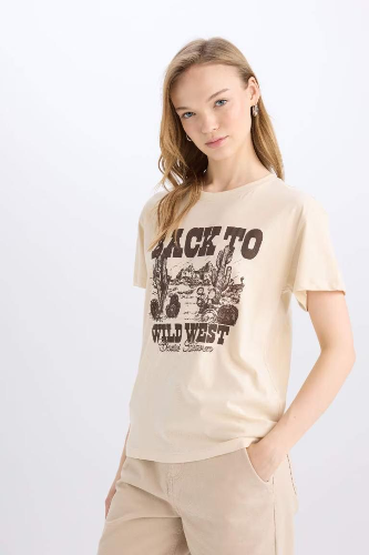 Resim Defacto Kadın Kısa Kol T-shirt D9607AX/ER42