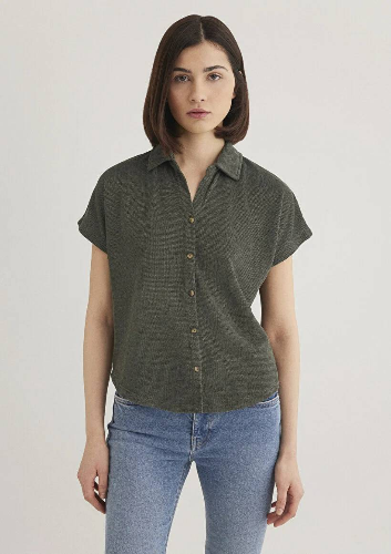 Resim Mavi Kısa Kollu Polo Kadın T-Shirt M1612142-71598