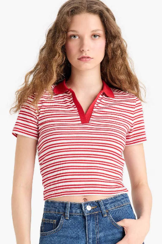 Resim Defacto Kadın Kısa Kol T-shirt E7907AXRD59