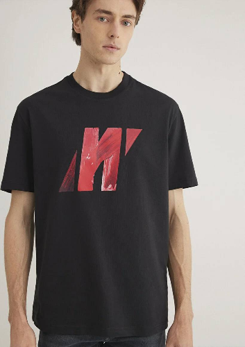 Resim Mavi Loose Erkek  T-shirt M0612749-71379