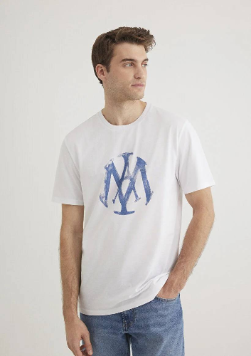 Resim Mavi Baskılı Erkek T-Shirt M065109-620