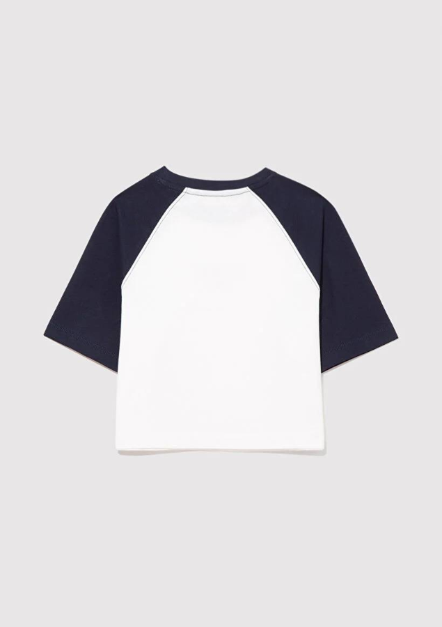 Resim Mavi New York Baskılı Crop Kız Çocuk T-Shirt M7610266-70057