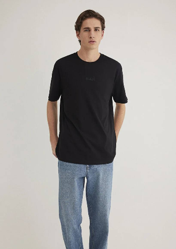 Resim Mavi Baskılı Erkek T-Shirt M0610100-900