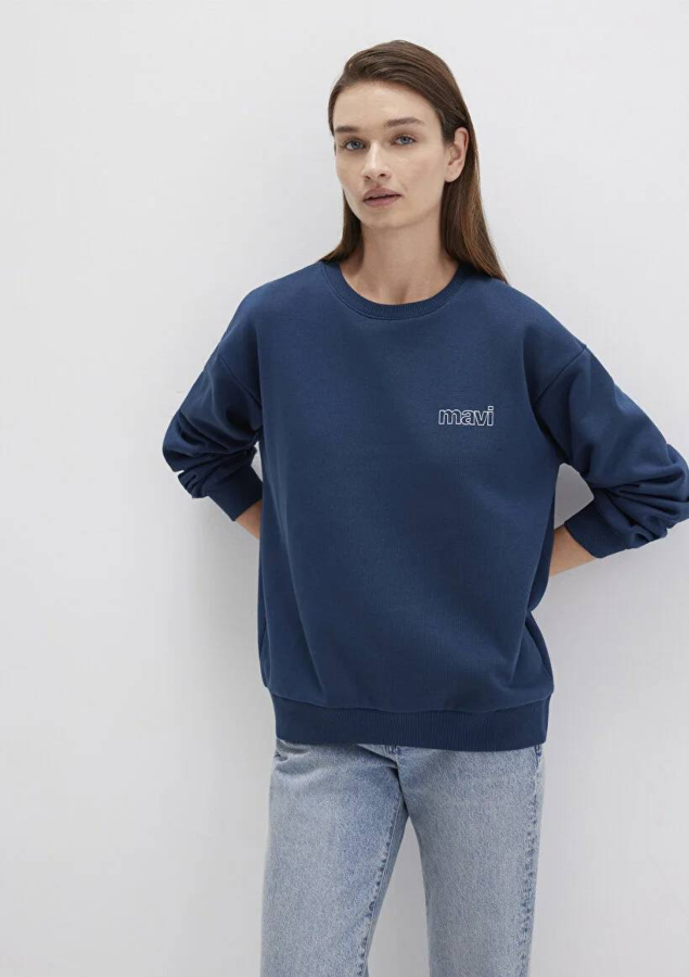 Resim Mavi Uzun Kol Kadın Sweat M1611656-82454