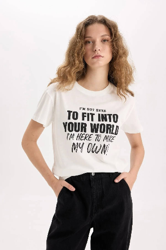 Resim Defacto Kadın Kısa Kol T-shirt D1095AXWT32
