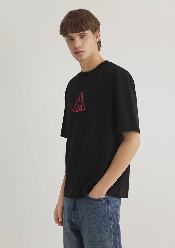 Resim Mavi Baskılı Erkek T-Shirt M0612524-900