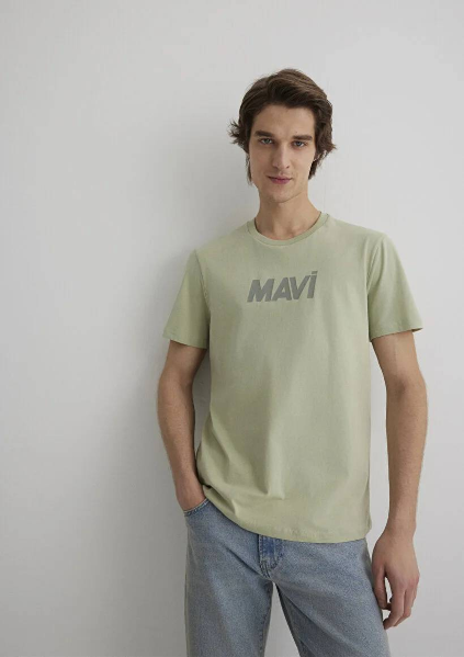 Resim Mavi Baskılı Erkek T-Shirt M066846-85873