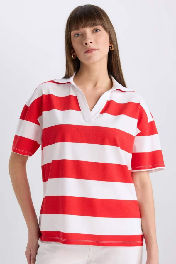 Resim Defacto Kadın Kısa Kol T-shirt E2161AXRD256