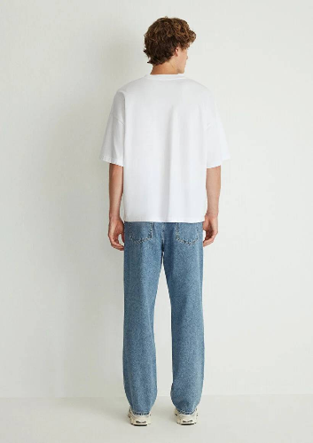 Resim Mavi Bisiklet Yaka Erkek T-Shirt M0611931-620