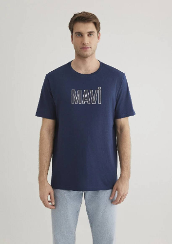 Resim Mavi Logo Tişört Derin Lacivert Erkek T-Shirt M066842-70758