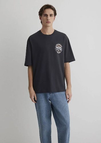 Resim Mavi Relaxed Erkek  T-shirt M0612702-70087
