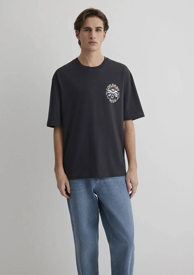 Resim Mavi Relaxed Erkek  T-shirt M0612702-70087