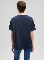 Resim Mavi Kısa Kollu Kadın T-Shirt M1611309-70490