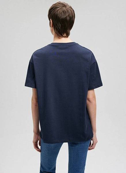 Resim Mavi Kısa Kollu Kadın T-Shirt M1611309-70490