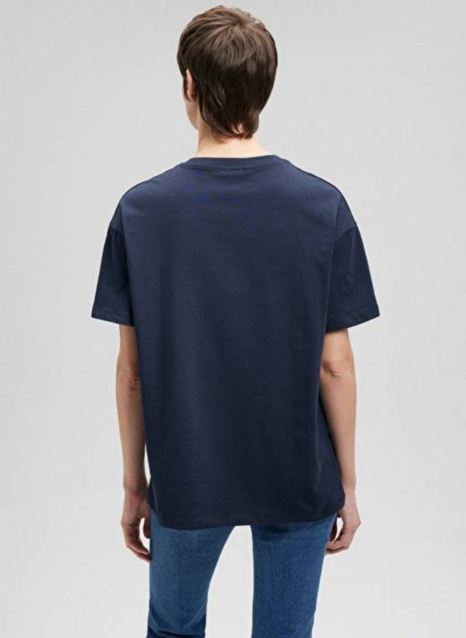 Resim Mavi Kısa Kollu Kadın T-Shirt M1611309-70490