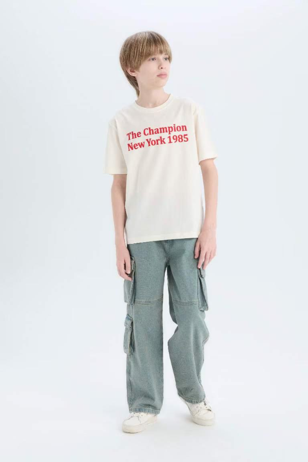 Resim Defacto Erkek Çocuk Kısa Kol T-shirt E0078A8/WT32