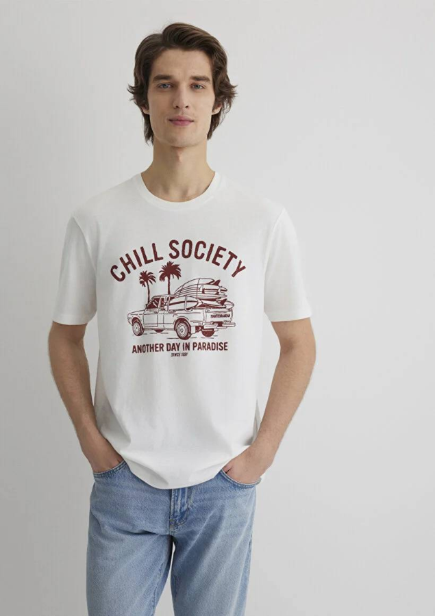 Resim Mavi Chıll Socıety  Erkek T-shirt M0612078-70053