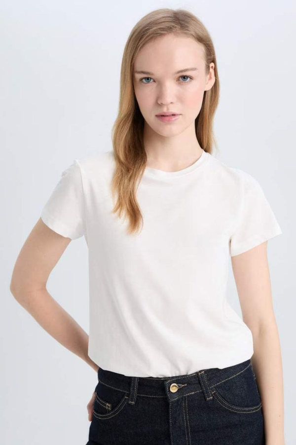 Resim Defacto Kadın Kısa Kol T-shirt C3852AX/WT32