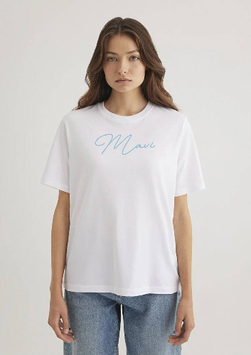 Resim Mavi Baskılı Kadın T-Shirt M1612419-620