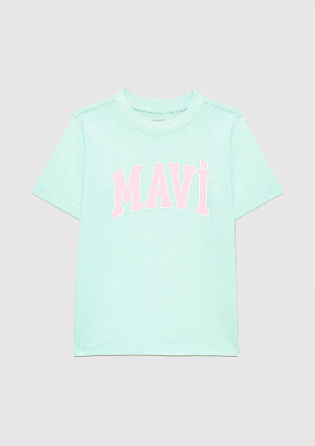Resim Mavi Logo Tişört Açık Turkuaz Kız Çocuk T-Shirt M7610109-71643