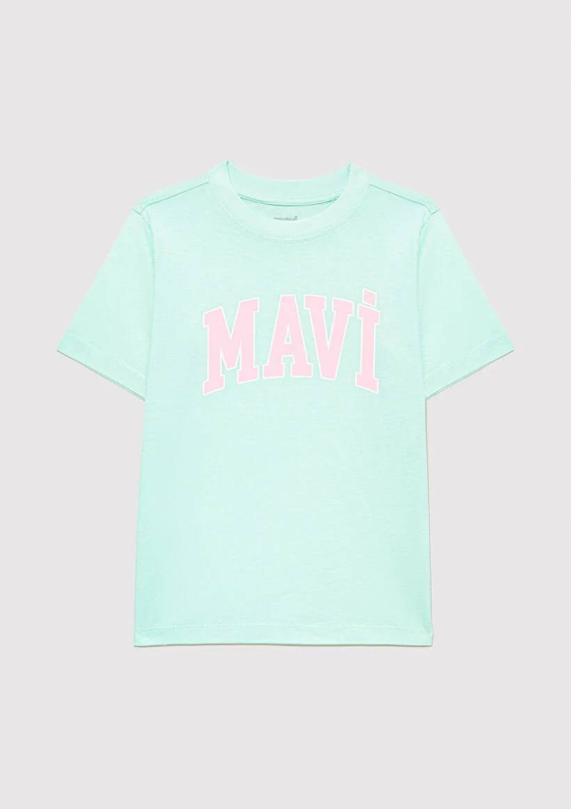 Resim Mavi Logo Tişört Açık Turkuaz Kız Çocuk T-Shirt M7610109-71643