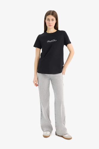 Resim Defacto Kadın Kısa Kol T-shirt E2789AX/BK81