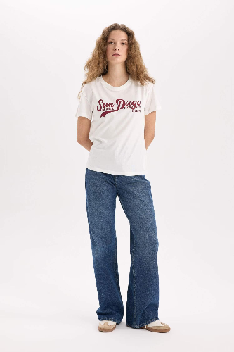 Resim Defacto Kadın Kısa Kol T-shirt D9598AXWT32
