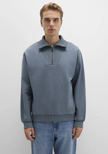 Resim Mavi Yarım Fermuarlı Erkek Sweat M0S10368-80889