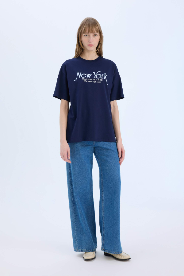 Resim Defacto Kadın Kısa Kol T-shirt E5057AXNV251