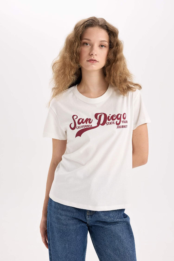 Resim Defacto Kadın Kısa Kol T-shirt D9598AXWT32