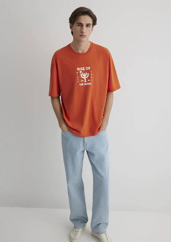 Resim Mavi Relaxed Erkek  T-shirt M0612669-70435
