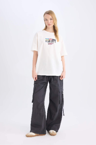 Resim Defacto Kadın Kısa Kol T-shirt D9107AXWT32