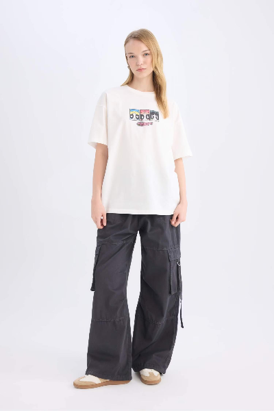 Resim Defacto Kadın Kısa Kol T-shirt D9107AX/WT32