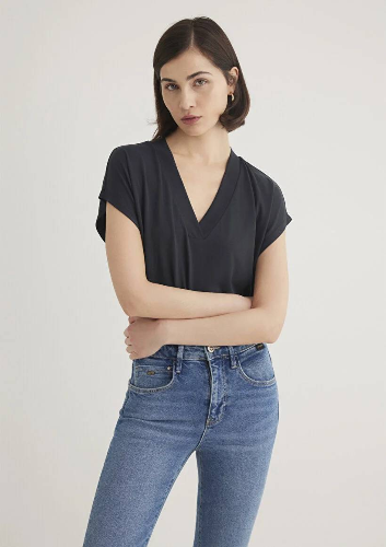 Resim Mavi Kolsuz Kadın T-Shirt M1612250-900