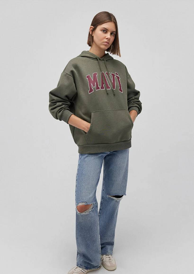 Resim Mavi Logo Kapüşonlu Kadın Sweat M1600361-71581