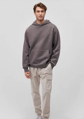 Resim Mavi Kapüşonlu  Loose Erkek Sweat M0S10275-70096