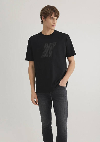 Resim Mavi Loose Erkek  T-shirt M067034-900