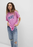 Resim Mavi Baskılı Kadın T-Shirt M1600843-71033