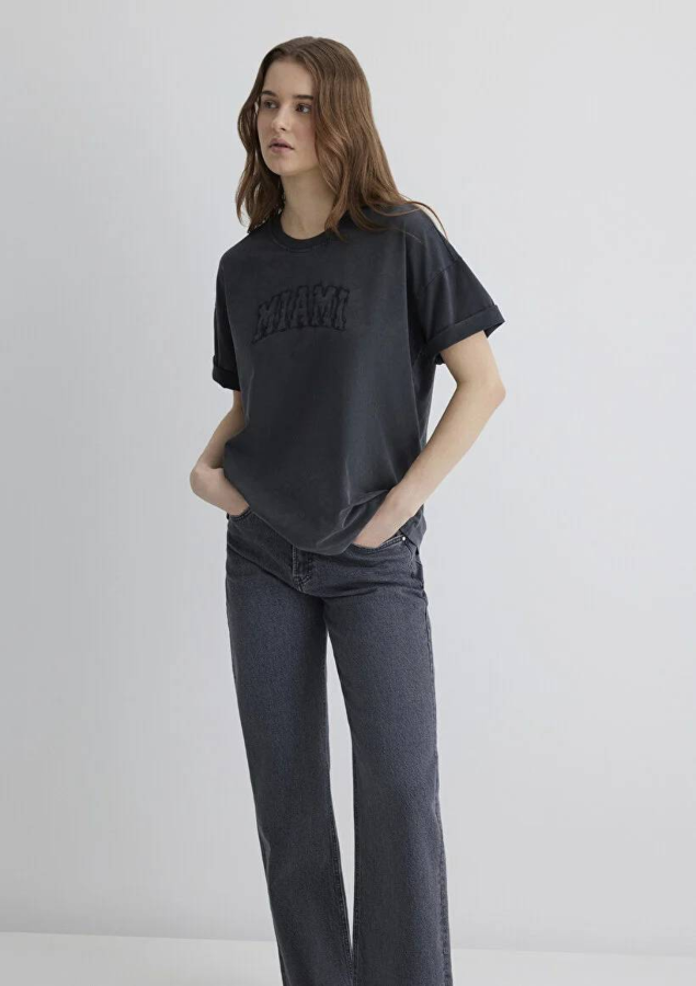 Resim Mavi Oversize Kadın  T-shirt M1613217-70087