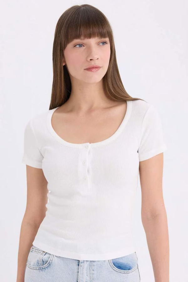 Resim Defacto Kadın Kısa Kol T-shirt E5781AX/ER105