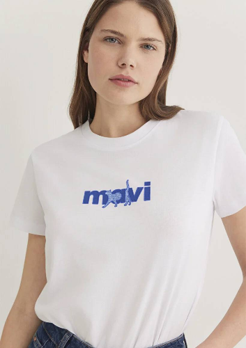 Resim Mavi Baskılı Kadın T-Shirt M1613287-620
