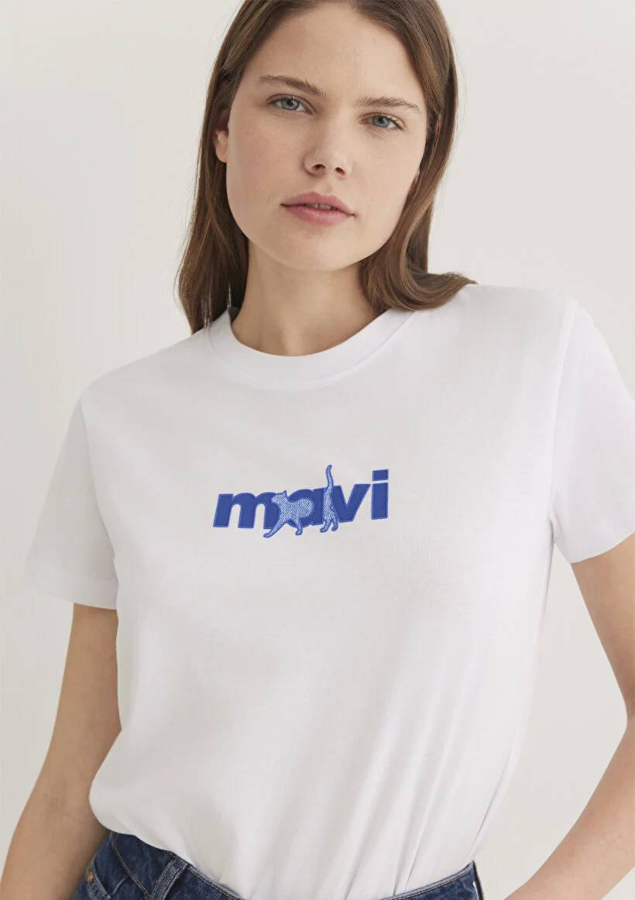 Resim Mavi Baskılı Kadın T-Shirt M1613287-620