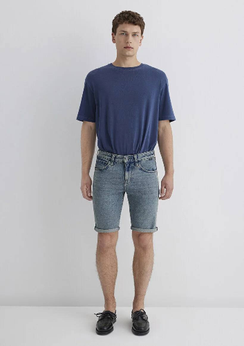 Resim Mavi Skinny Erkek  Kot&Kanvas Şort M0428489645