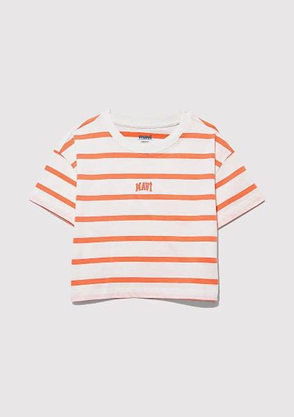 Resim Mavi Logo Baskılı Crop Kız Çocuk T-Shirt M7610182-89310