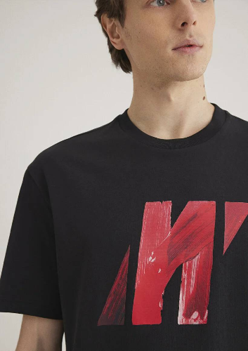 Resim Mavi Loose Erkek  T-shirt M0612749-71379
