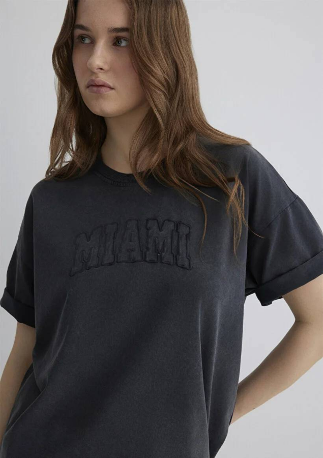 Resim Mavi Oversize Kadın  T-shirt M1613217-70087