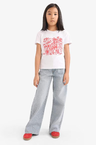 Resim Defacto Kız Çocuk Kısa Kol T-shirt E5893A8WT79